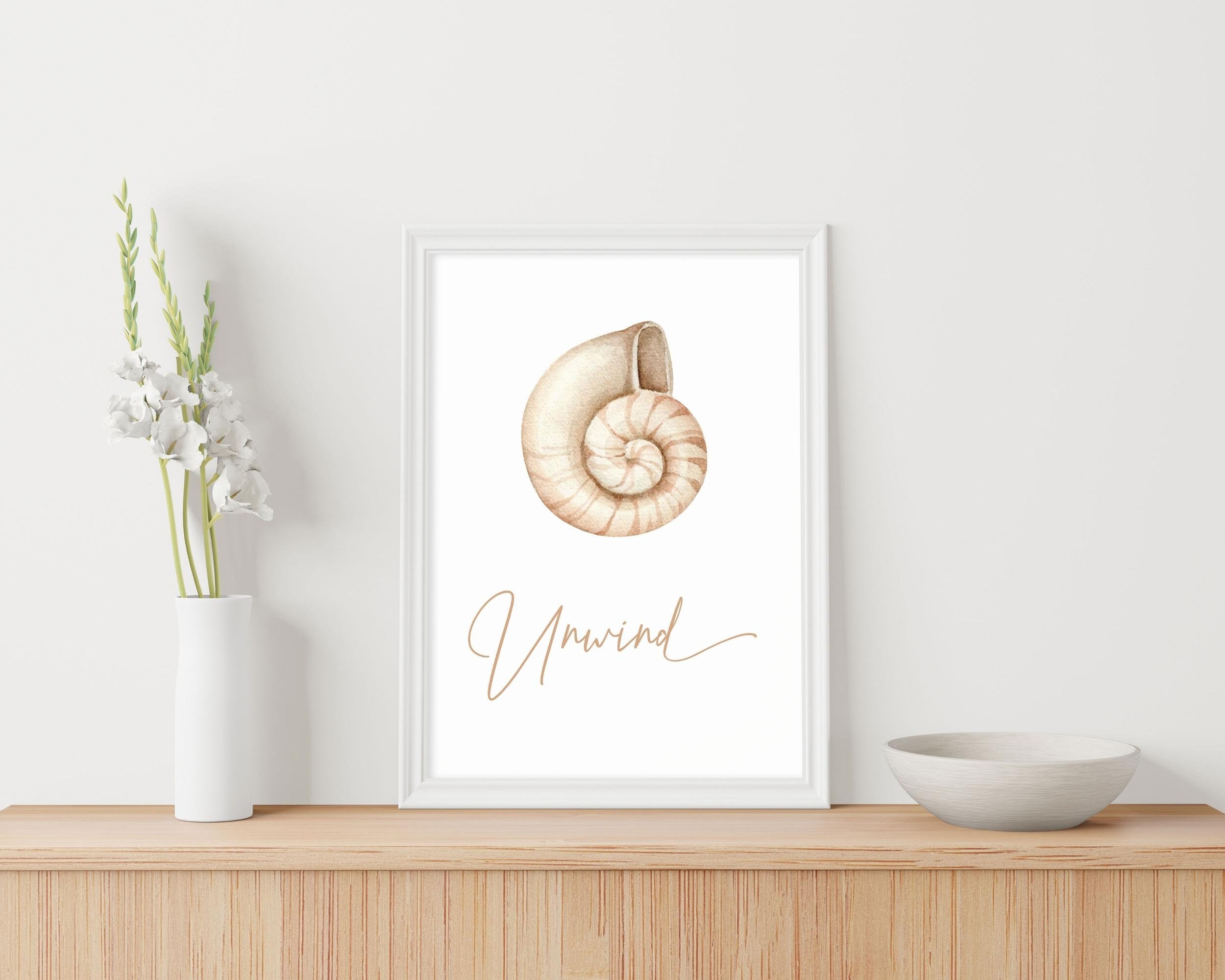 Printable Sea Shell Bathroom Wall Art Decor Calming Zen Wall Art Decor ...