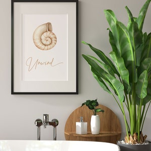 Printable Sea Shell Bathroom Wall Art Decor | Calming Zen Wall Art Decor