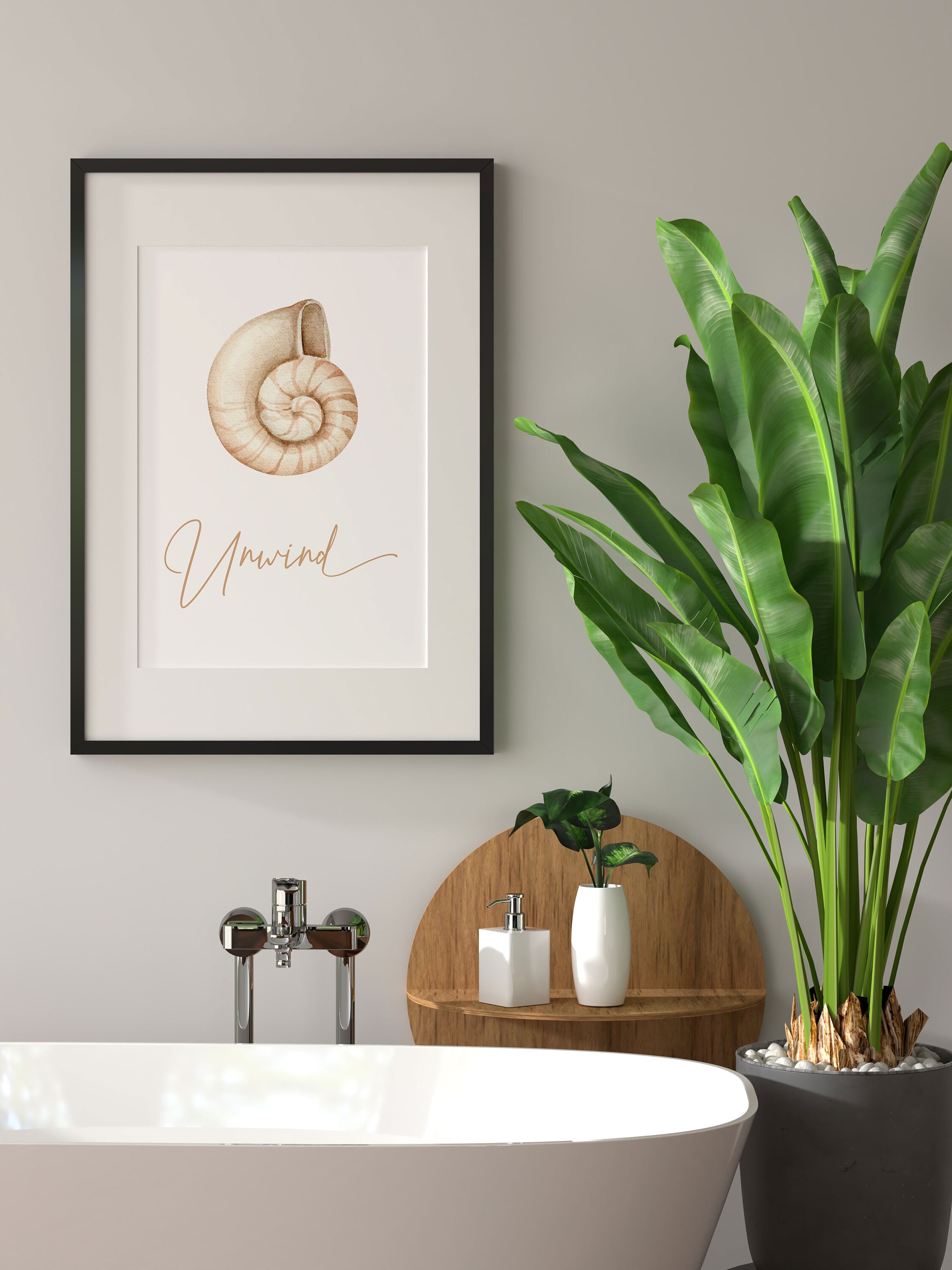 Printable Sea Shell Bathroom Wall Art Decor Calming Zen Wall Art Decor ...