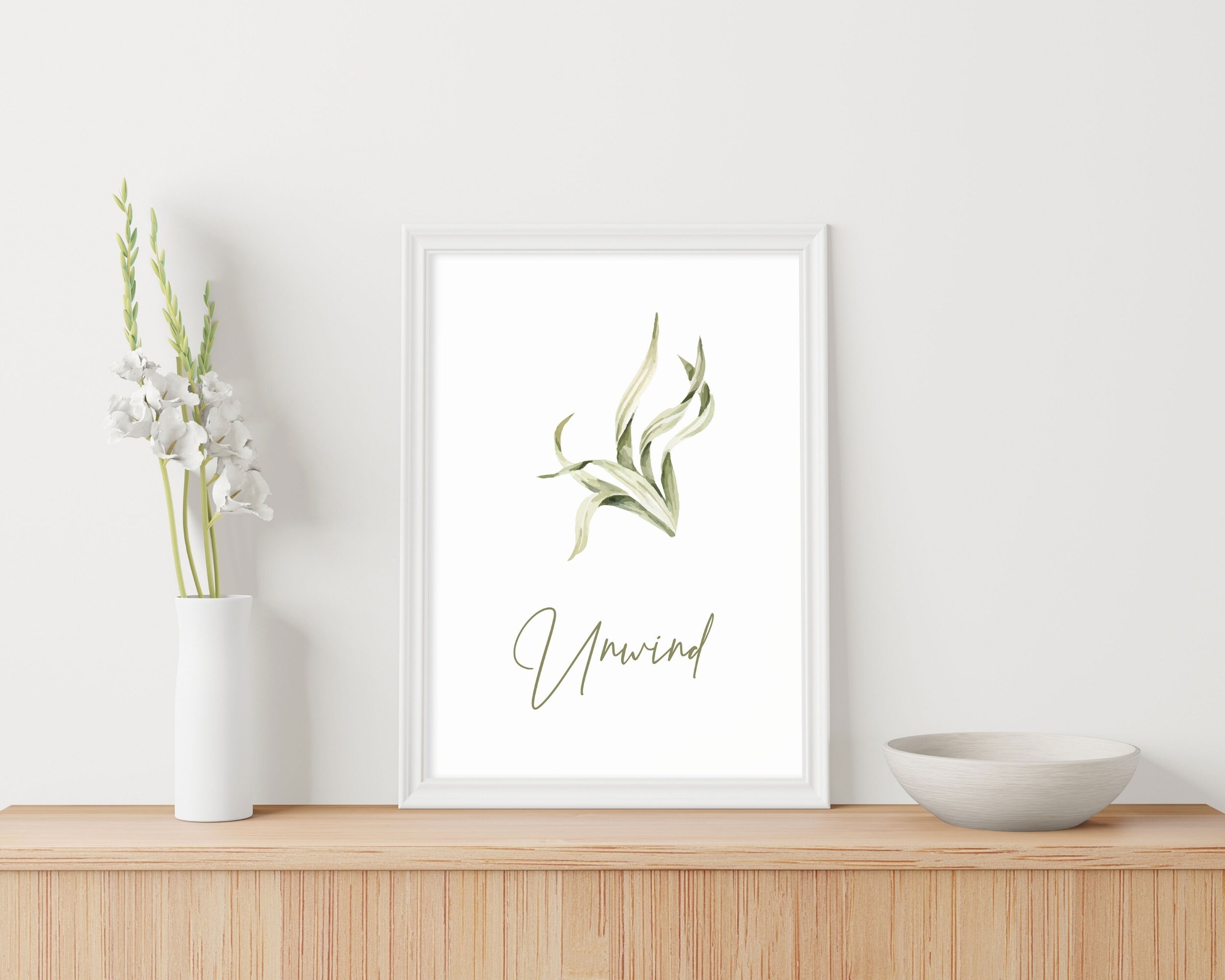 Printable Bathroom Wall Art Decor Calming Sage Green Zen Wall Art Decor ...