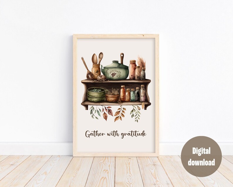 Printable Rustic Farmhouse Kitchen Wall Art Vintage Etsy