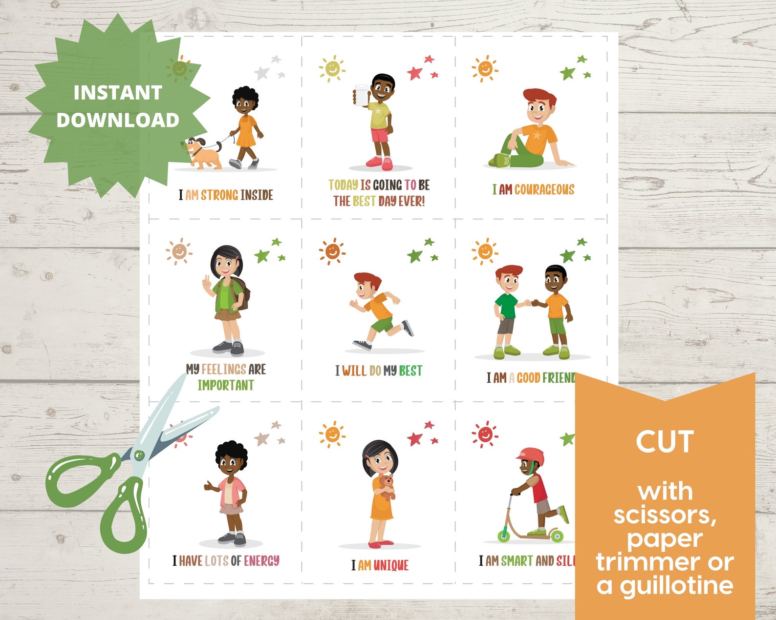 Printable Positive Affirmation Cards for Kids INSTANT - Etsy
