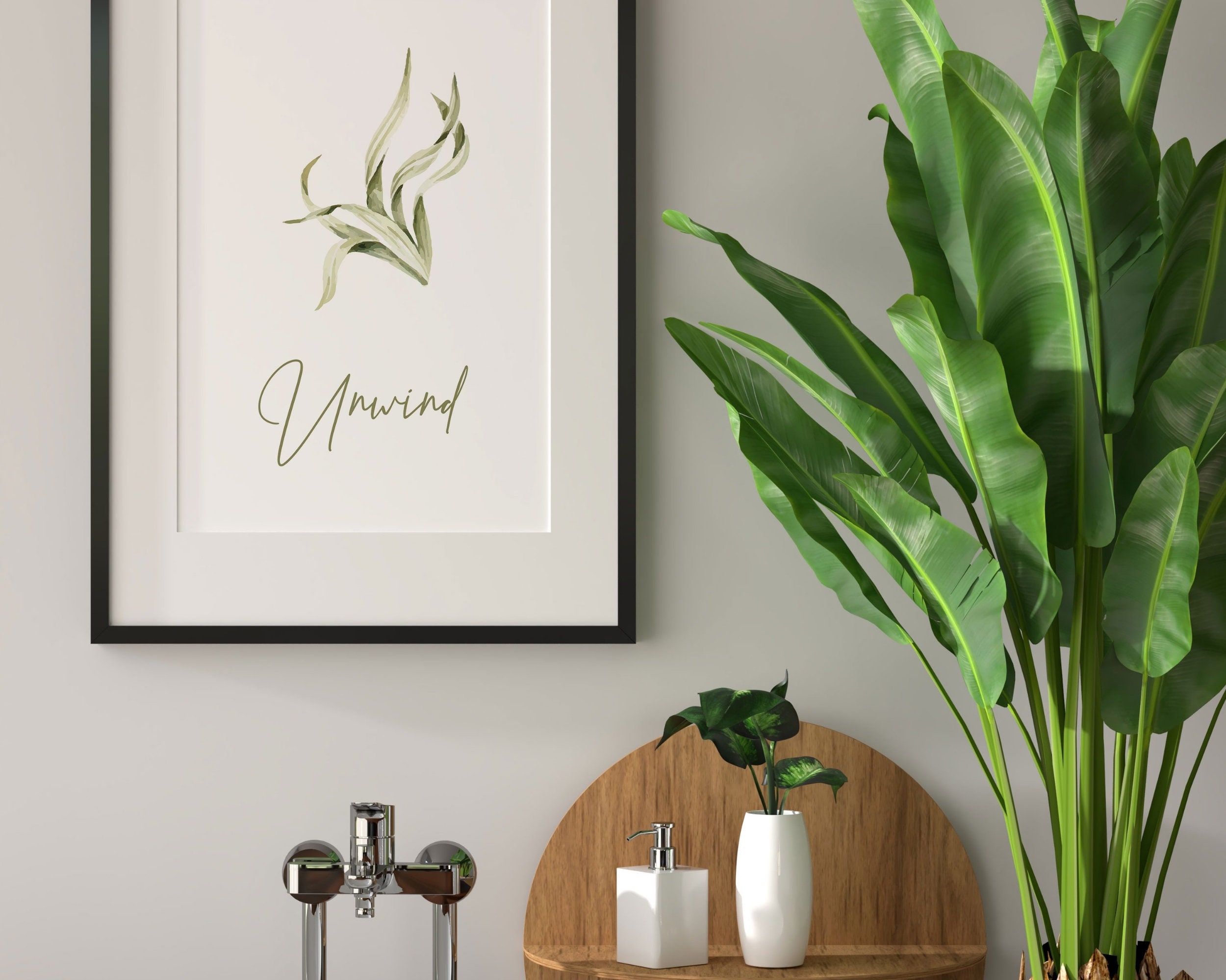 Printable Bathroom Wall Art Decor Calming Sage Green Zen Wall Art Decor ...