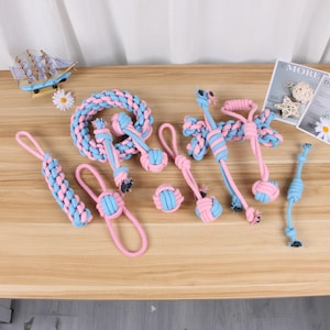 Rope Chew and Tug of War Toys 11Pc Set, Handmade cotton rope toys, durable and sturdy tug toys. Earth favorite dog toys