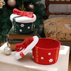 Christmas Cotton Rope Basket: Decorative Holiday Storage with Lid