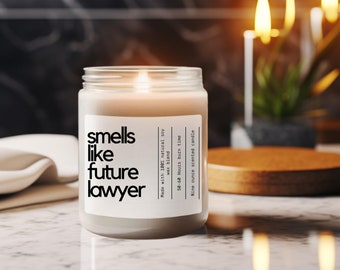 it smells like future lawyer, law student candle, future lawyer candle, law student gift, law school acceptance gift, bar exam gift