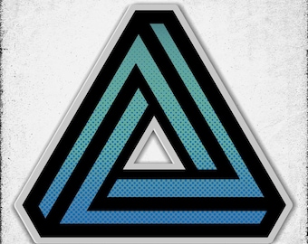 Impossible Triangle Sticker, Retro Optical Illusion Art