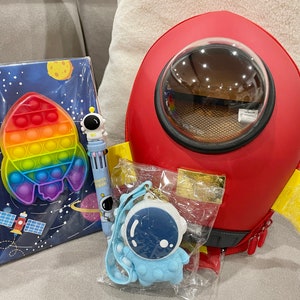 Space backpack grab bag for kids, rocket backpack, adventure kit