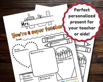 Apprezzamento degli insegnanti stampabile per la settimana dell'apprezzamento degli insegnanti - Regalo personalizzato per gli insegnanti Download immediato - Stampabile digitale per la scuola