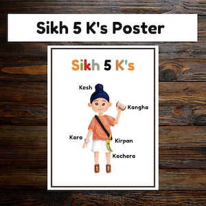 Punjabi Preschool Sikh 5 K&#39;s Chart for Kids - Punjabi Printable - Punjabi Sikh Desi Printable - Indian Printable - Sikh Preschool Homeschool