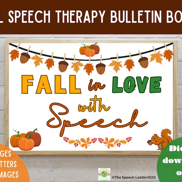 Speech Therapy Fall Decor Bulletin Board, Speech and Language Bulletin Board, Speech Classroom Bulletin Decor, SLP Room Decorations