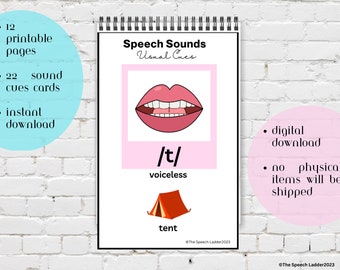 Visual Cues Flip-cards for Speech Therapy, Articulation Resource, SLP Resource, Articulation Drill, Speech Room, Office Decor