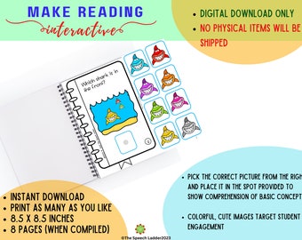 Speech Therapy, Language Therapy, Receptive and Expressive Language, Interactive Book, Digital download, Basic Skills, Early Intervention