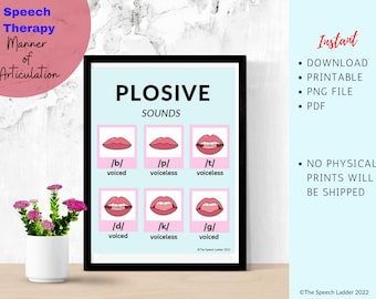 Speech Therapy Poster, Manner of Articulation, Speech Room Decor, Speech Sounds Visual Cues Prints, Speech Pathologist Gift SLP Poster