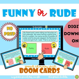 Funny or Rude Boom Cards, Speech Therapy, Pragmatics, SocialSkills, SocialCognition, Hidden Social Rules, Socially Appropriate Communication
