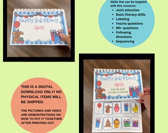 DIGITAL DOWNLOAD ONLY, Interactive Book for Speech Therapy, Speech Language Resource, Receptive and Expressive Language Skills