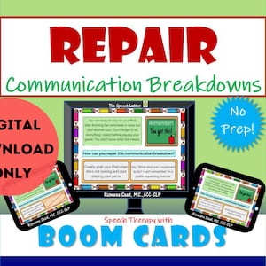 Repair Communication Breakdowns Boom Cards, Speech Therapy, Interactive, Social Skills, Social Communication, Autism Resource, SLP Resource