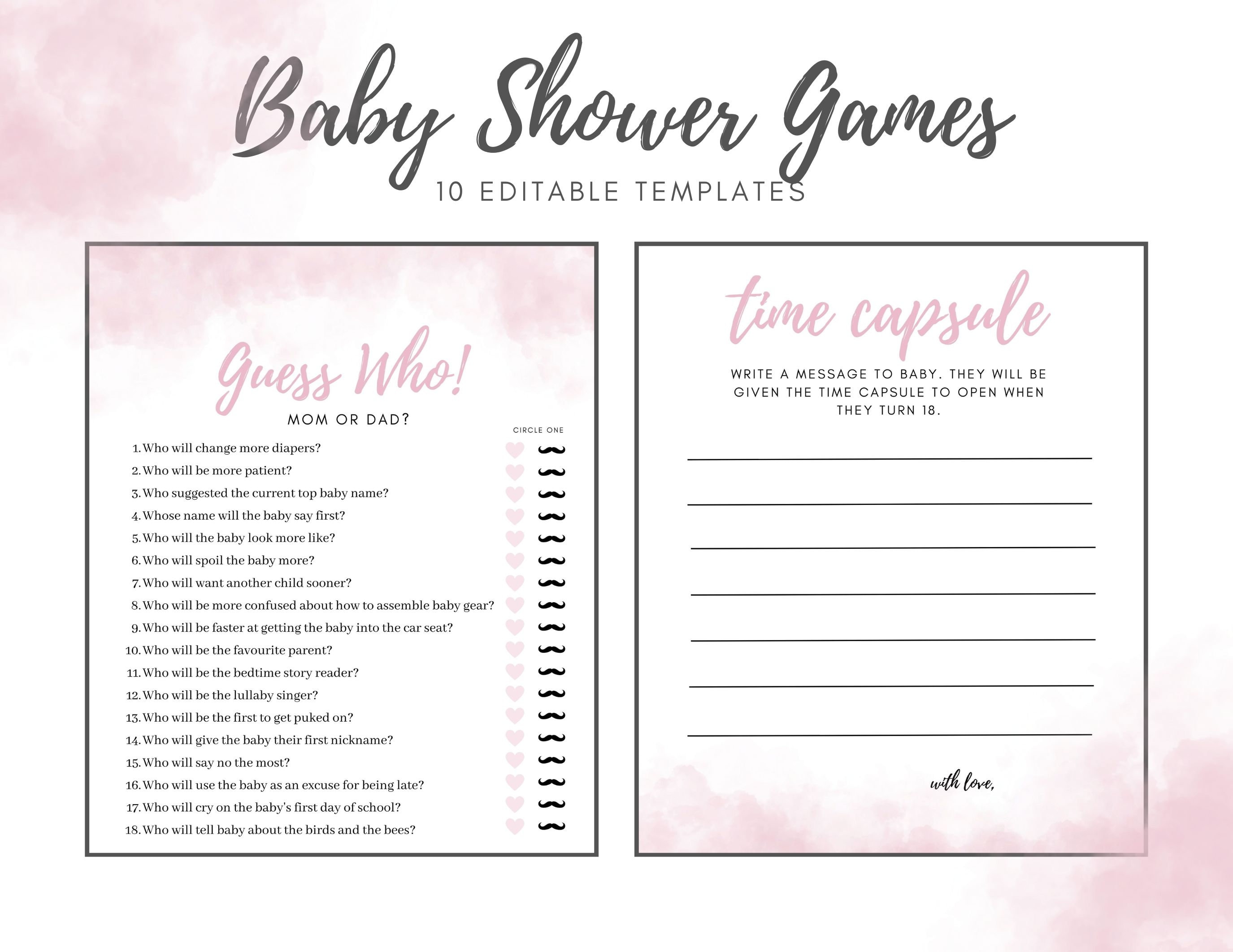Printable Baby Shower Games. Funny Baby Shower Games. Baby Shower Games ...