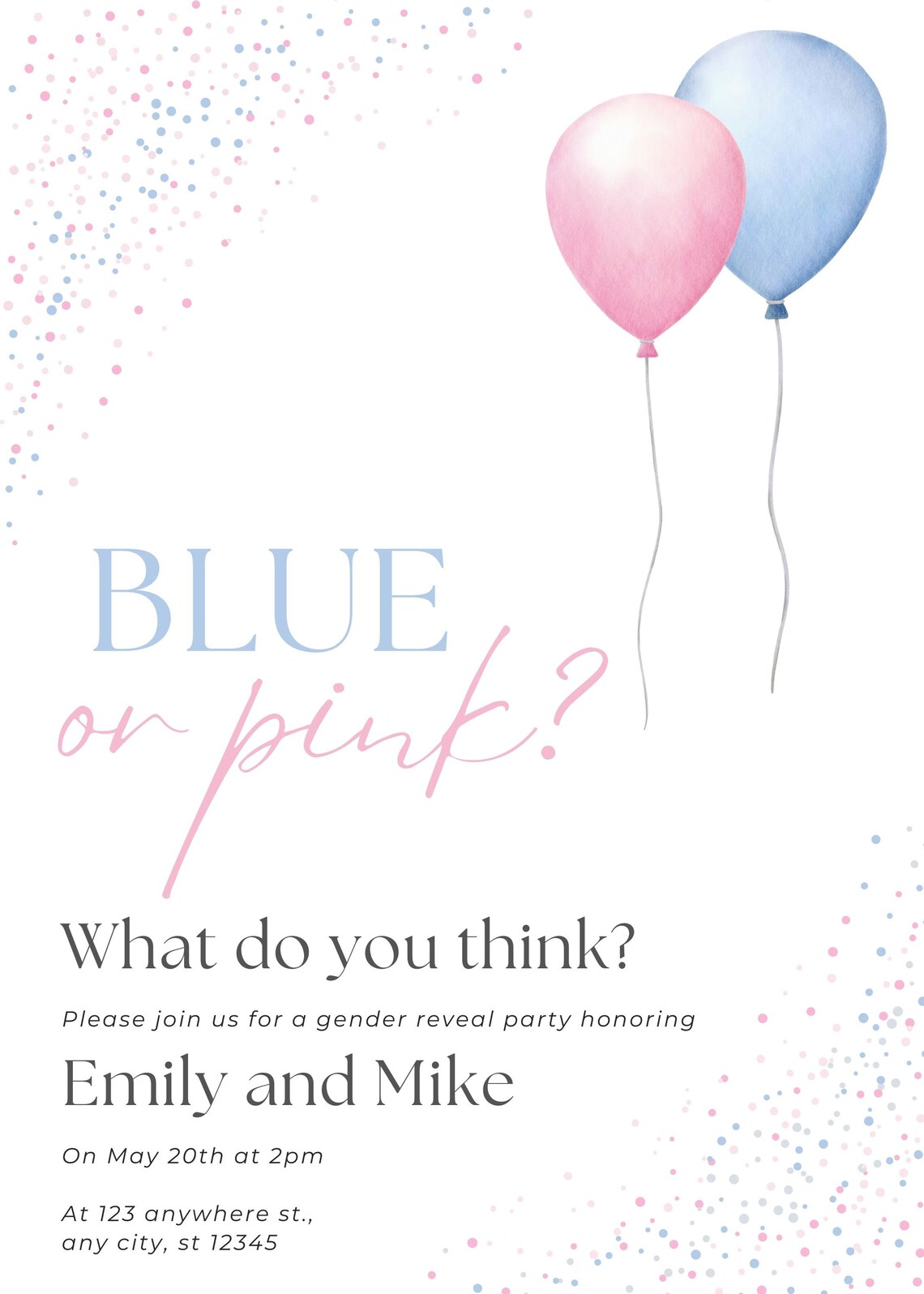 Fully Editable Gender Reveal Invitation. Customizable Gender Reveal ...