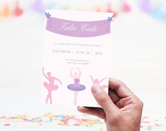 SECOND Birthday Party Invitation. Editable Birthday Invite. SECOND Birthday Invite Instant Download. Tutu cute. Tutu birthday party theme.