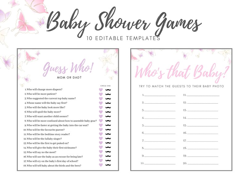 Baby Shower Games Templates. Baby Shower Games Instant Download ...