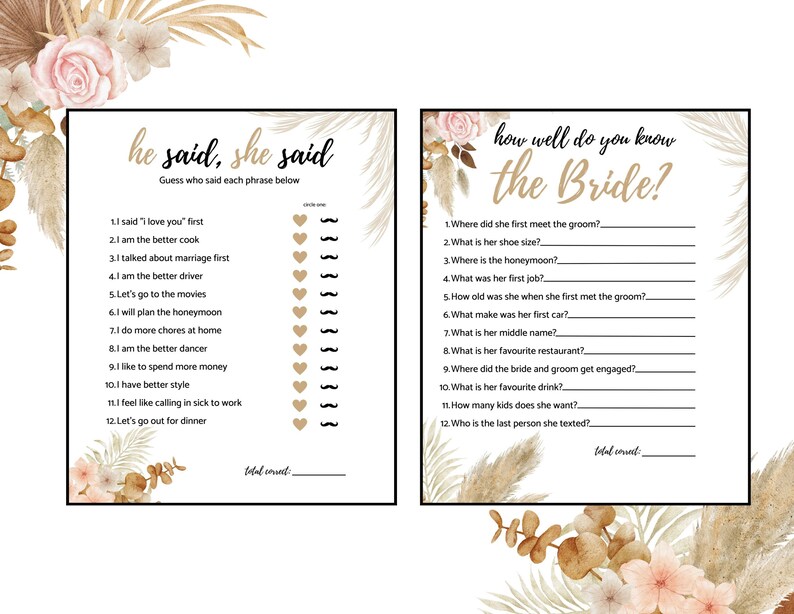 Bridal Shower Games Instant Download. Editable Bridal Shower Game ...