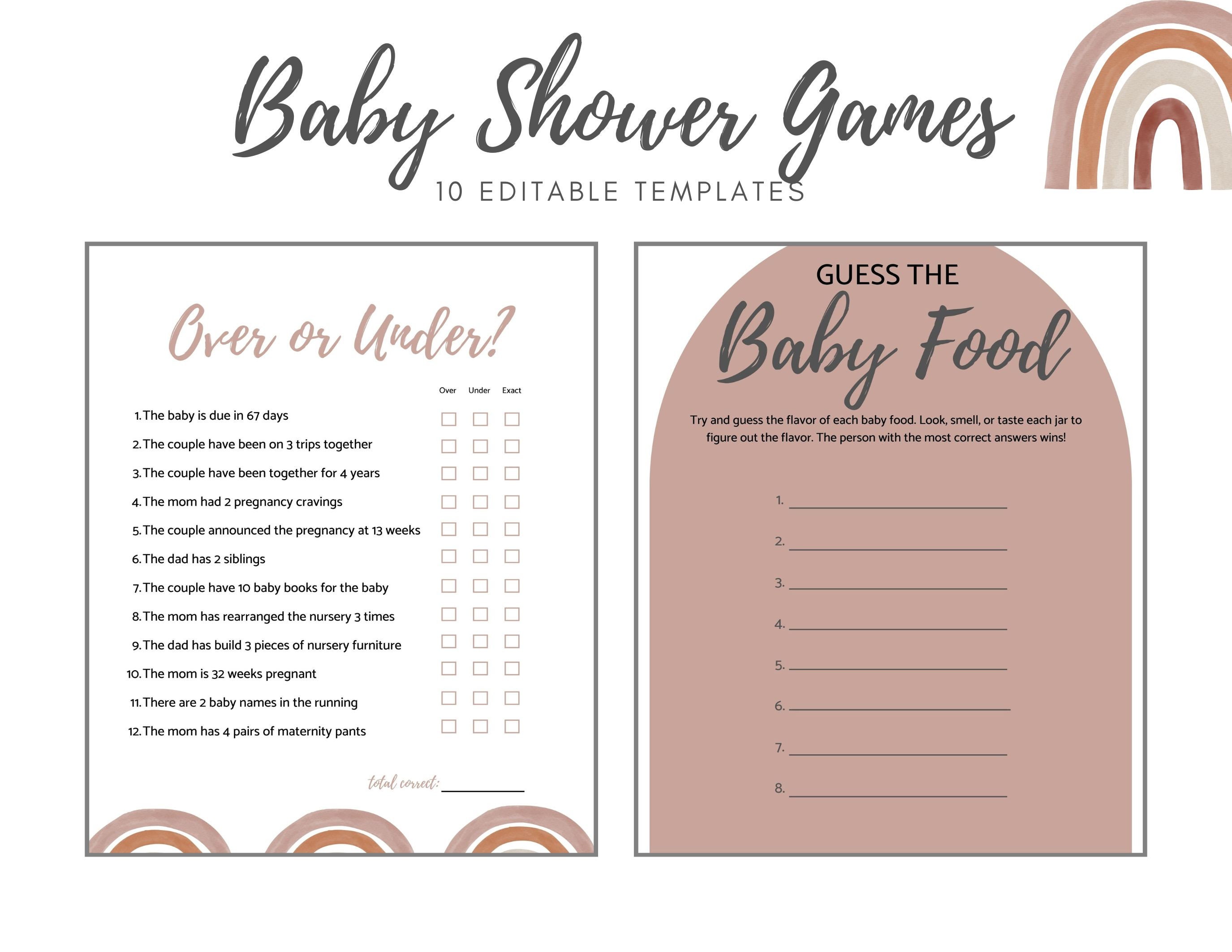 Printable Baby Shower Games. Funny Baby Shower Games. Baby Shower Games ...