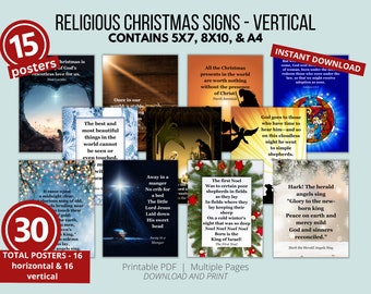 Printable Christmas Religious Posters & Signs; Bible Verses; Christmas Quotations; Inspirational; Beautiful; 5x7; 8x10; A4; PDF; JPG