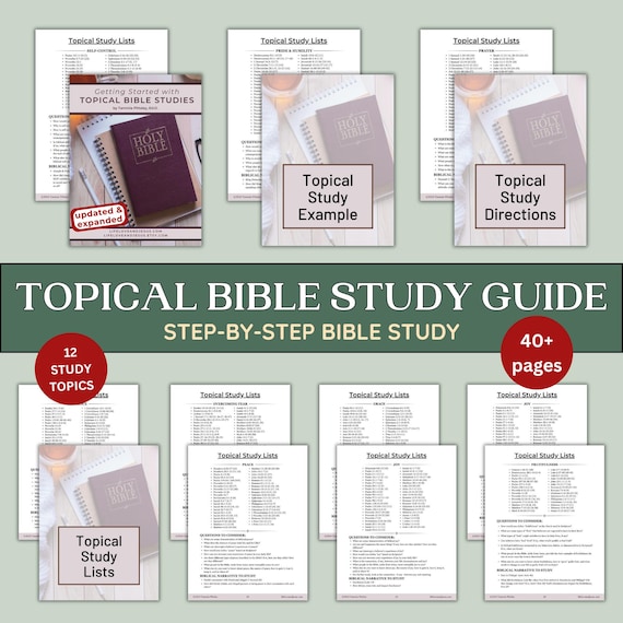 Bible Study Guide Printable Workbook Topical Scripture Meditation Planner Beginner Christian Worksheet Spiritual Growth Tool Faith Learning
