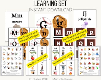 Printable Alphabet/ABC Names and Sounds Posters & Flashcards; Upper-Case/Lower-Case Matching; Preschool; Early Learning; PreK; Homeschool