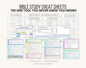 Bible Study Cheat Sheets; New Testament Overview; Old Testament Overview; Bible Timelines; Bible Study Resource; Bible Study Tool;