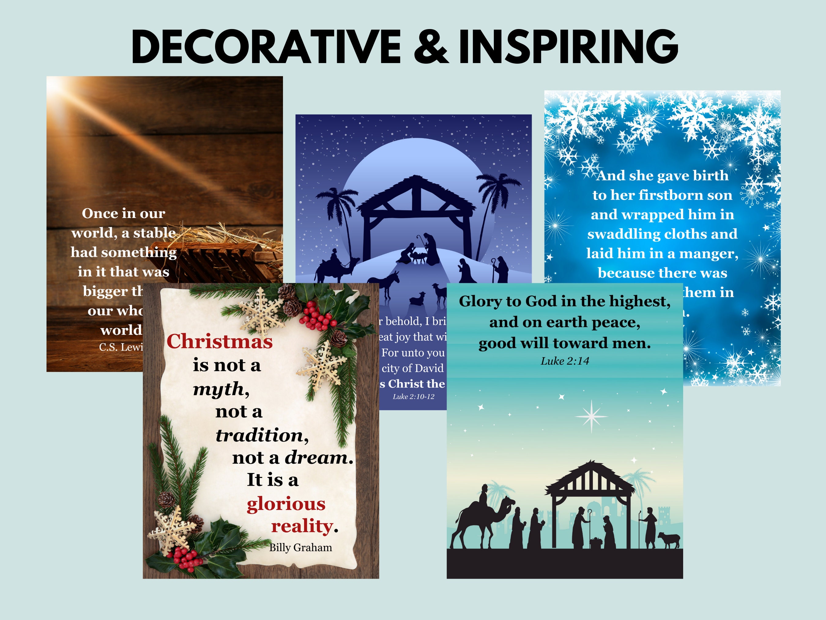 Printable Christmas Religious Posters & Signs Bible Verses - Etsy