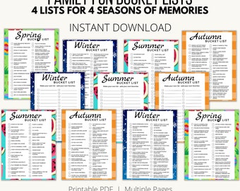 Family Fun Bucket Lists for All 4 Seasons; Summer Bucket List; Autumn Bucket List; Winter Bucket List; Spring Bucket List; Making Memories