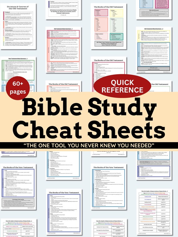 Bible Study Cheat Sheets Printable Bible Study Guide for Beginners Bible Overview Old and New Testament Summary Christian Study Tools