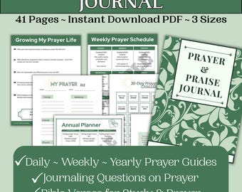 Prayer Journal Notebook Praise Bible Prayer Journal Christian Planner Women Prayer Journal Bible Planner Prayer Calendar Journal Gratitude