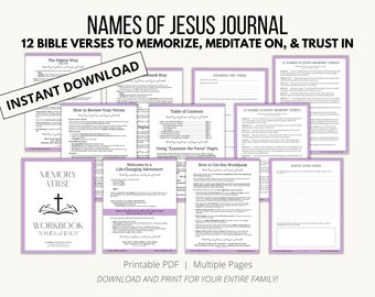 Name of Jesus Devotional Journal; Bible Study Guide; Quiet Time Guide12 Names and Titles of Jesus for Study; Memorization and Meditation