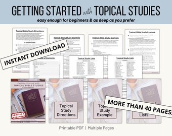 Topical Bible Study Workbook. Bible study plans for beginner or experienced learners. Learn how to do a topical Bible Study. Printable PDF.