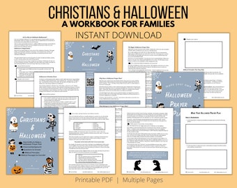 Halloween & Christians Workbook for Families; Create a Halloween prayer plan; Questions about celebrating Halloween; Bible passages;