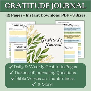 Christian Gratitude Journal Faith Daily Christian Women Journal Gratitude Printable Bible Journal Gratitude PDF Digital Thankful Journal