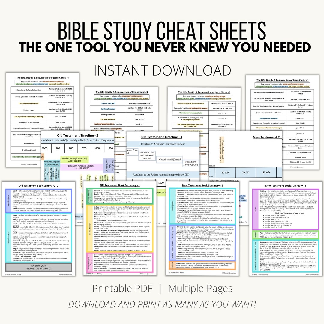 Bible Study Cheat Sheets New Testament Overview Old - Etsy