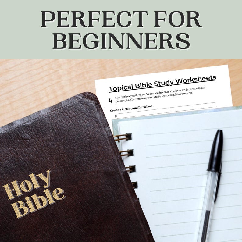 Beginner Christian Study Guide Printable Bible Workbook Step By Step Scripture Meditation Planner Topical Faith Learning Worksheet Spiritual Growth Development Tool Personal Devotional Resource Organized Prayer Study Method Topic Based