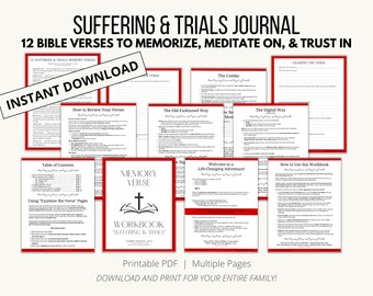 Suffering and Trials Devotional Journal; Bible Study Guide; Quiet Time Guide; Grow Close to God in Difficult Times; Memorization; Meditation