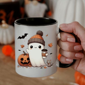Cute Ghost Mug, Spooky Halloween Mug, Ghost Lover Coffee cup, Boo Pumkin Mug, Adorable mug, Halloween Fall Coffee Gift, Fall Mug