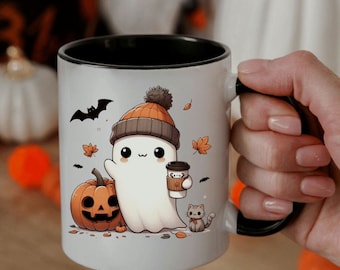 Cute Ghost Mug, Spooky Halloween Mug, Ghost Lover Coffee cup, Boo Pumkin Mug, Adorable mug, Halloween Fall Coffee Gift, Fall Mug