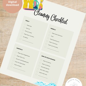 Cleaning Checklist | Daily, Weekly, Monthly, Quarterly | Cleaning ...