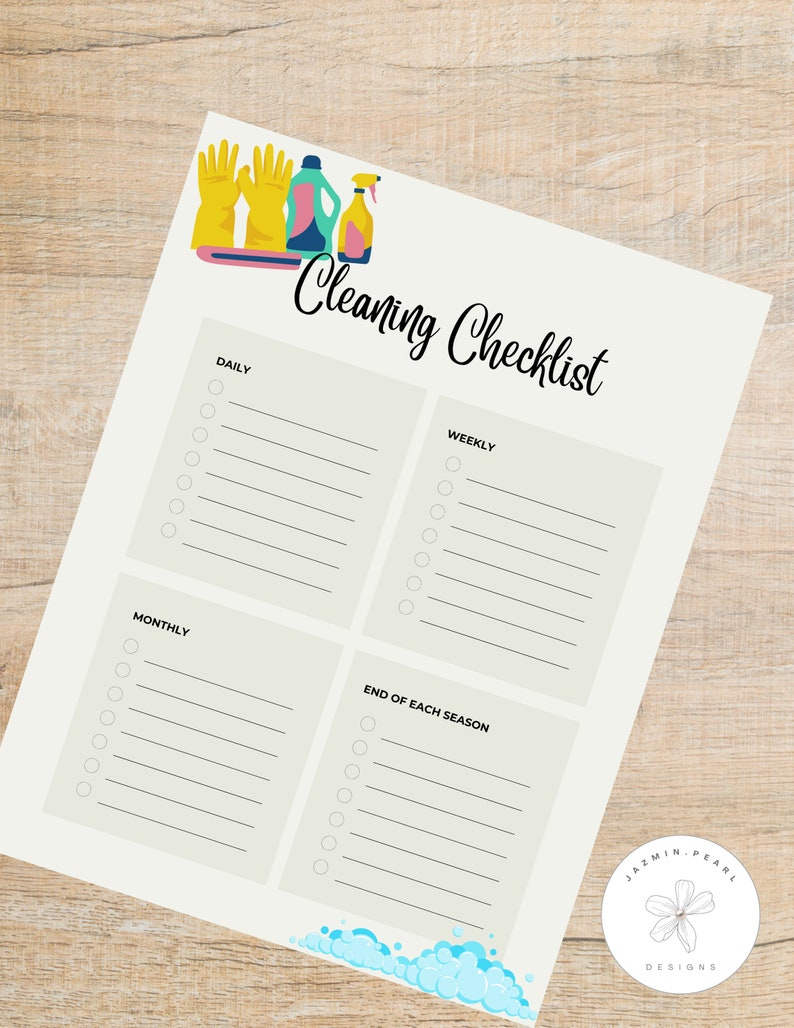 Cleaning Checklist Daily, Weekly, Monthly, Quarterly Cleaning Schedule