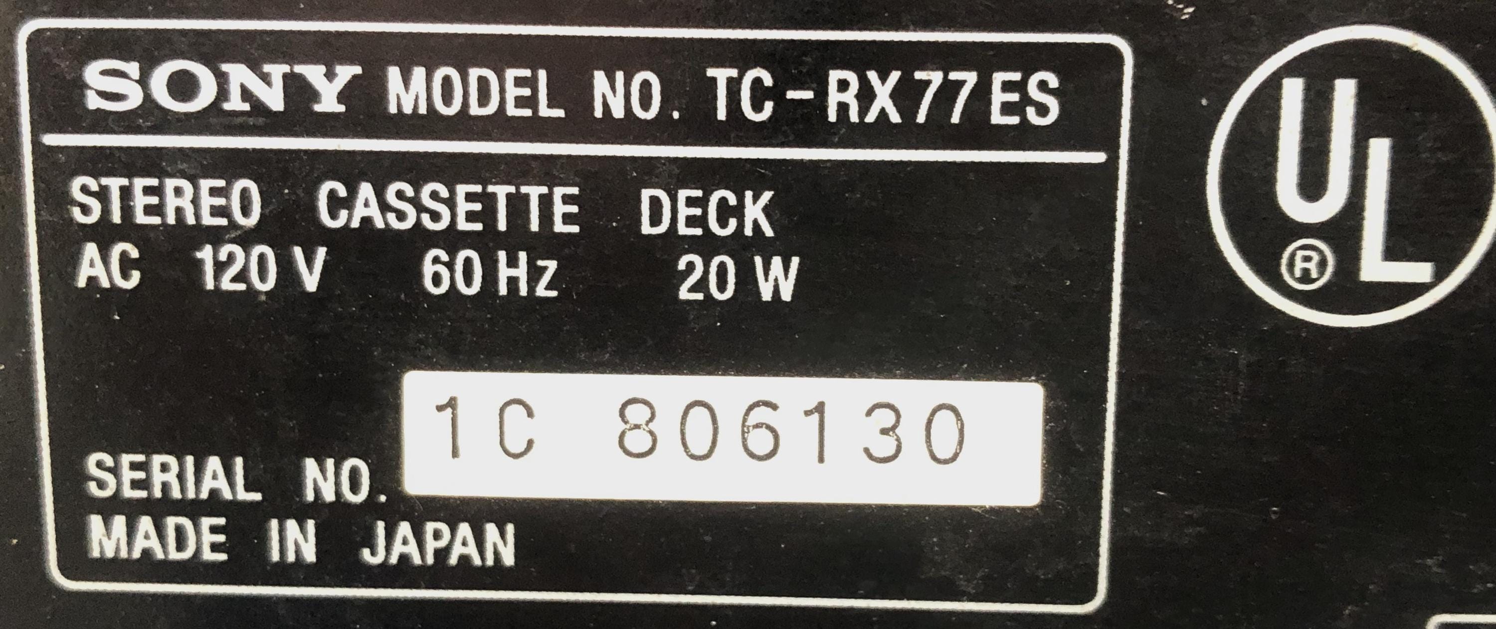 Sony Tc-rx77es. Hi End 3motors, Dual Auto Revers Stereo Cassette