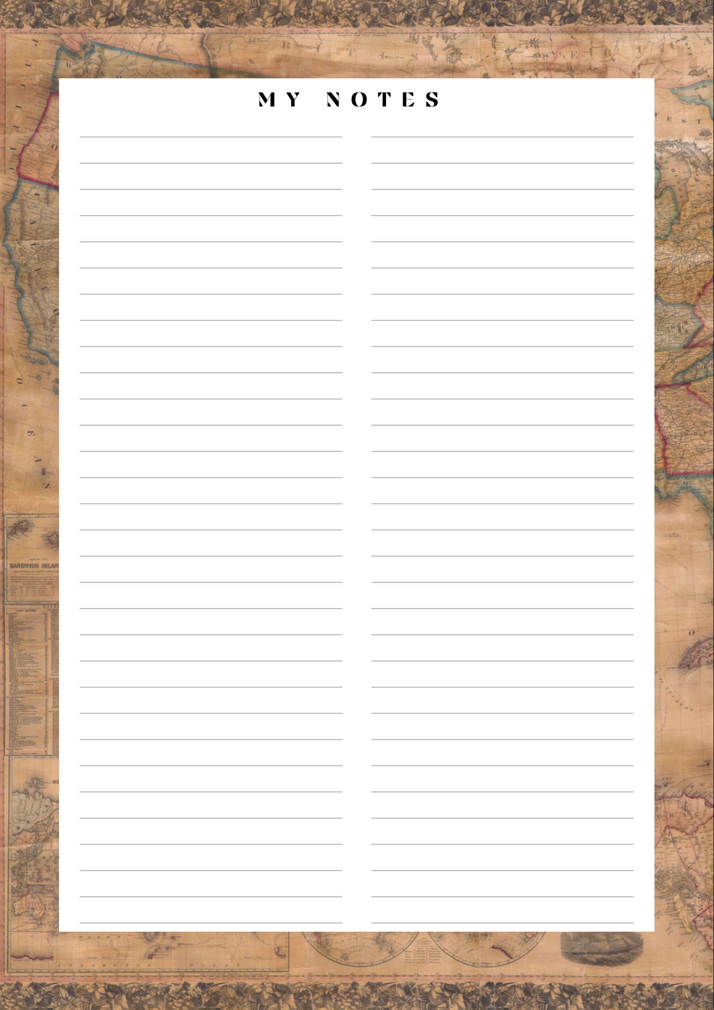 Old Maps Digital Paper Note / Anciennes Cartes Note Papier Numérique ...