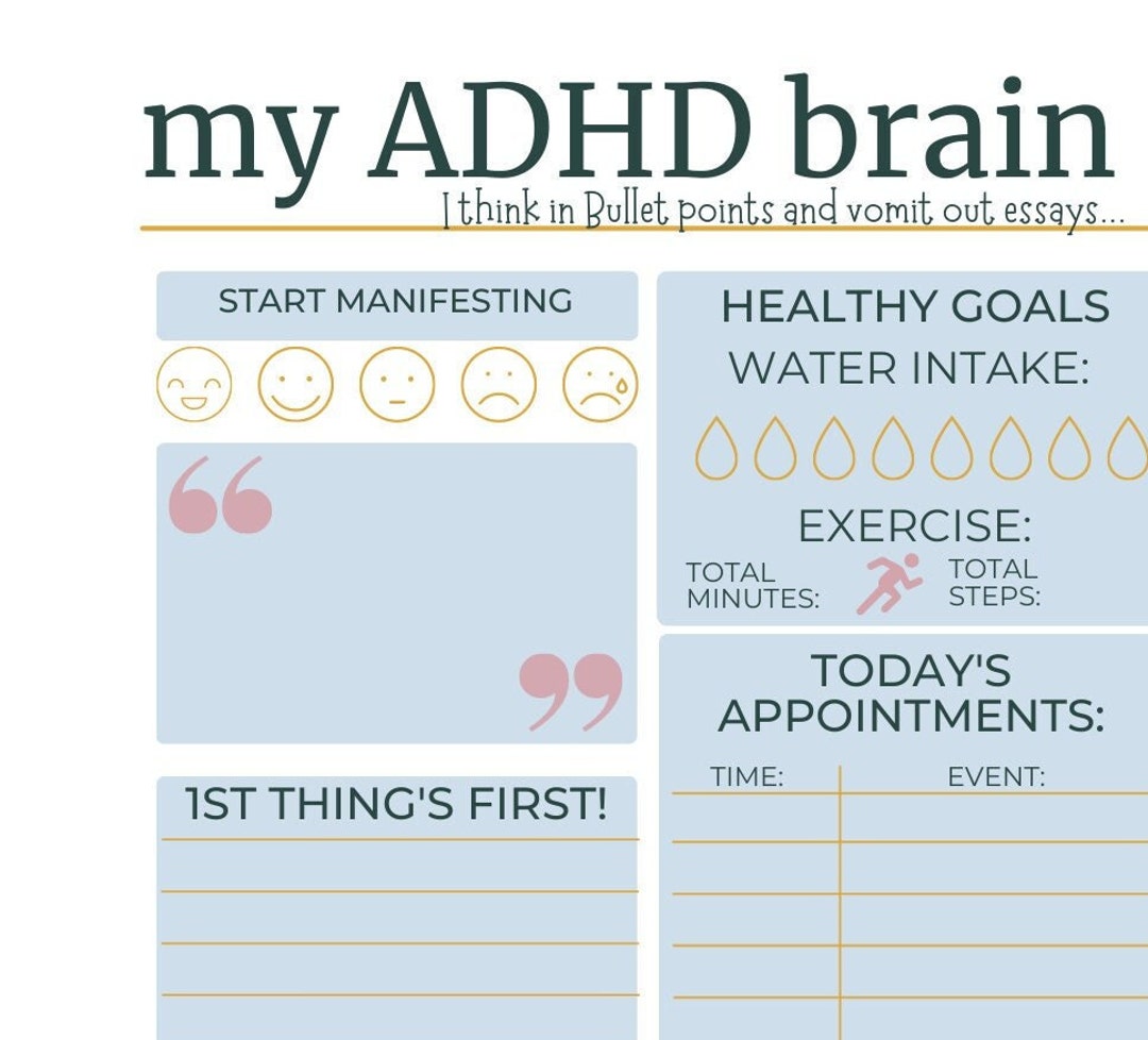 Daily Planner for the ADHD Brain Etsy