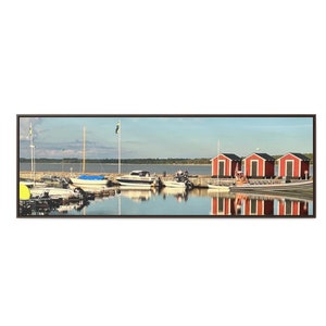 Home Wall Decor Framed Fine Art Photography on Canvas Boat Houses Horizontal Orientation “Smooth Water”